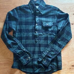Men's Green Plaid Pop-Over Shirt
